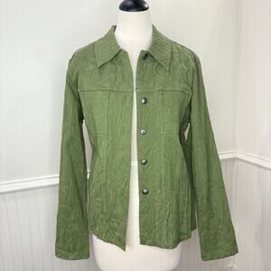 Mirror Image Size‎ M Jacket NEW Button Up Textured Olive Green Boho Artsy Indie